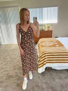 knee length dresses for ladies Billabong Women's Daybreak Midi Dress, Toasted Coconut / Medium